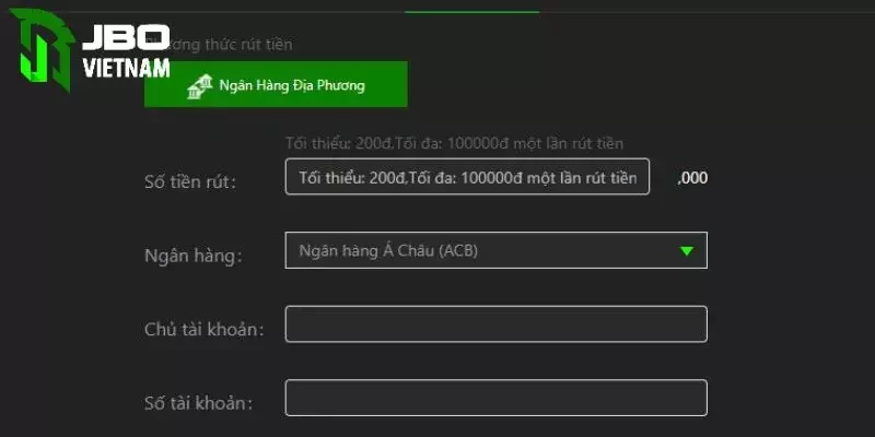 Rút tiền Jbo