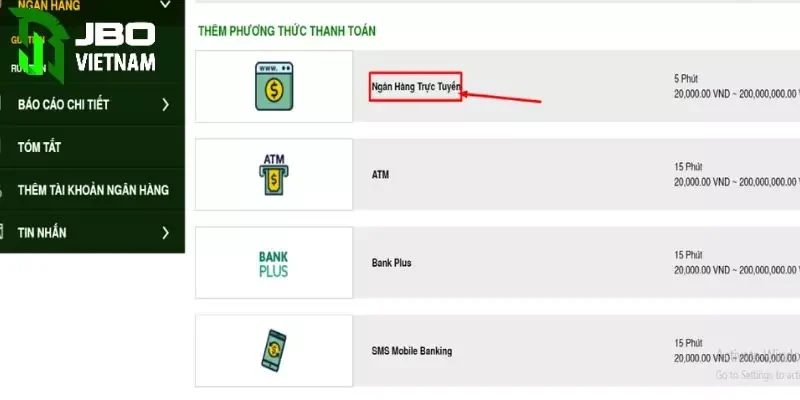 Nạp tiền JBO